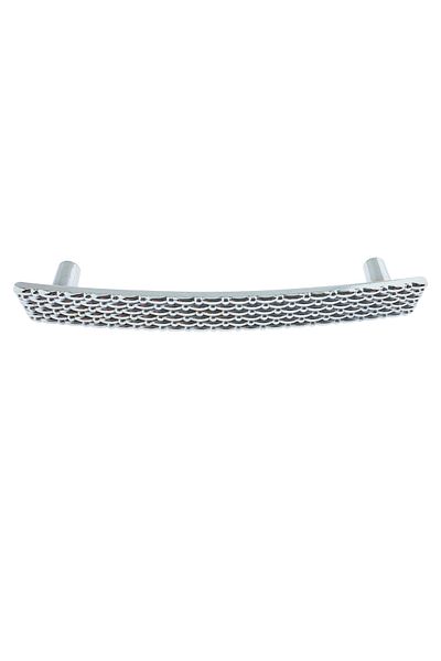 OEM Maner din metal pentru mobilier, lungime 117 mm, cu design, MOB-66359, argintiu