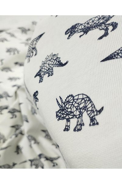 Kumaş Parça White Dinosaur Tok Combed Cotton (Width 110 cm X Length 330 cm)