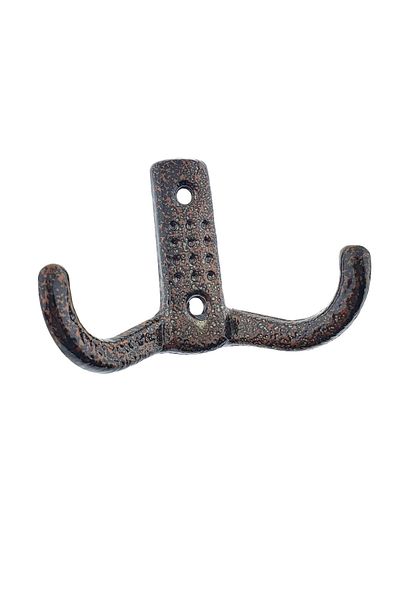 OEM Cuier din metal pentru mobila sau perete, cu 2 agatatori de 2 cm, 2 orificii, 85 x 57 x 30 mm, maro