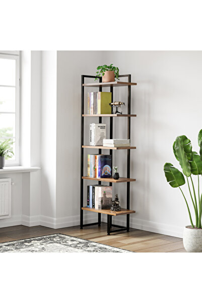 lacody Lucca Tori Kitaplik 5 Raflı Metal Gövdeli Kitaplık – 150 x 50 cm