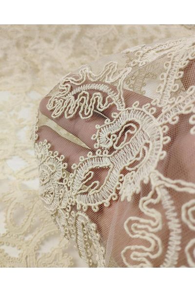 Kumaş Parça Lace in Cream Color (Width 130 cm X Length 210 cm)