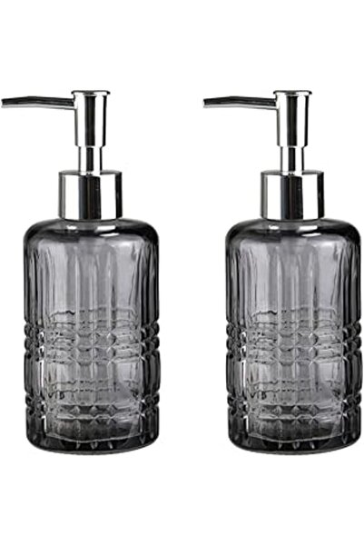NETWORK ART طقم حمام موزع صابون زجاجي 2 قطعة، رمادي منقوش كريستال 300 مل 6,8X...