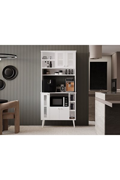 melura home 90 Cm Kahve Ünitesi - Kahve Köşesi Panjur Kapak %100 Mdf Çok Amaçlı Dolap