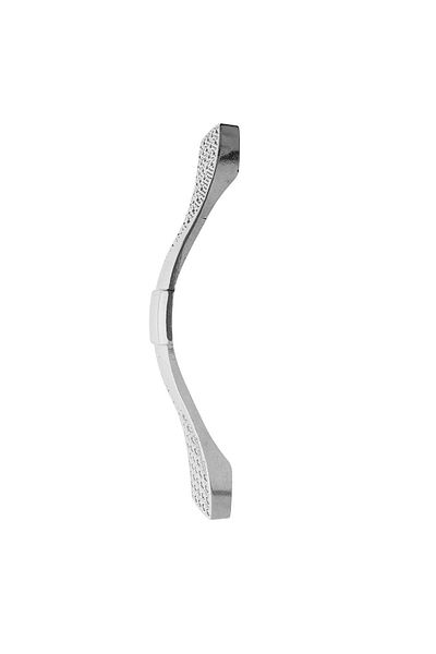 OEM Maner din metal pentru mobilier, lungime 120 mm, cu design, MOB-65287, argintiu