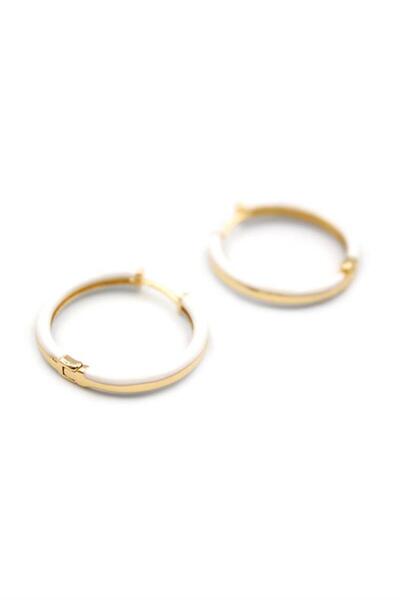 Royaleks Enameled Hoop Earrings - White