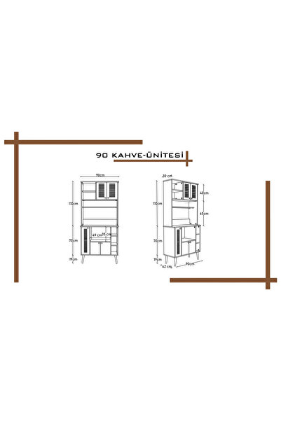 melura home 90 Cm Kahve Ünitesi - Kahve Köşesi Panjur Kapak %100 Mdf Çok Amaçlı Dolap
