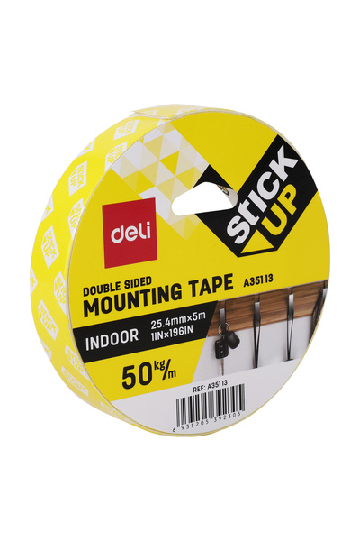 Deli Banda dublu adeziva buretata alba, 25.4mm x 5m, A35113, rezistenta 50kg/...