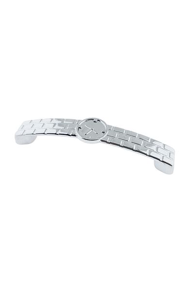 OEM Maner din metal pentru mobilier, lungime 115 mm, cu design ceas, MOB-66989, argintiu