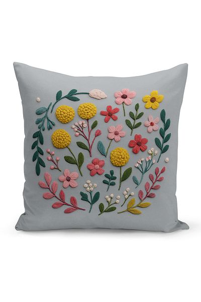 Bertille Home Husă de pernă imprimată digitală pe două părți (aspect de model de broderie Punch/Punch)