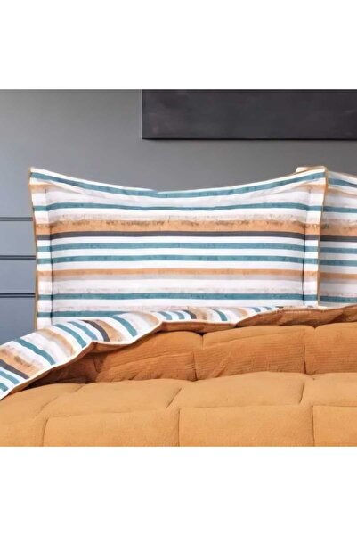 Stoffa Sherpa Oranj Pamuk ve Kuzu Yünü Comforter Uyku Set