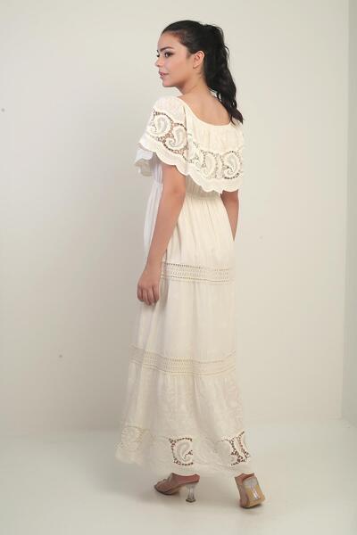 By Saygı Жіноча сукня з коміром-мадонною, підкладкою та вишивкою з мереживом