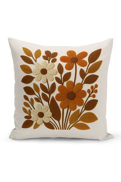 Bertille Home Husă de pernă imprimată digitală pe două părți (aspect de model de broderie Punch/Punch)
