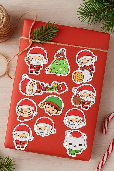 Emtory 11 Pieces Santa Claus Sticker - New Year's Sticker - New Year's Gift Packaging - New Year's Ornament - Gift Package