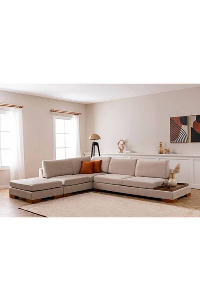 BIZ NAS Luxury Black Corner Sofa with Swedish Wooden Frame