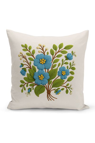 Bertille Home Husă de pernă imprimată digitală pe două părți (aspect de model de broderie Punch/Punch)