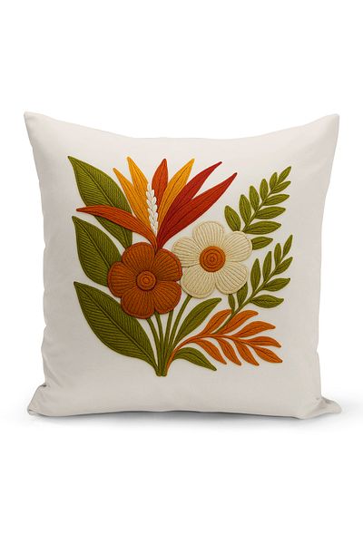 Bertille Home Husă de pernă imprimată digitală pe două părți (aspect de model de broderie Punch/Punch)