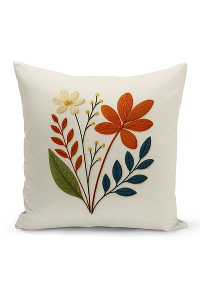 Bertille Home Husă de pernă imprimată digitală pe două părți (aspect de model de broderie Punch/Punch)