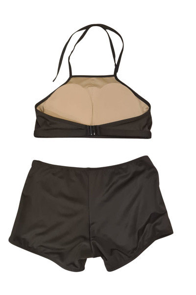 Glowzia Khaki Women's Bikini Set with Shorts