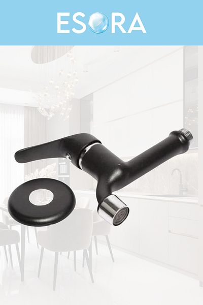 ESORA Black Mix Faucet Open Close Sink Wc Toilet Garden Faucet Black Open Close Guaranteed