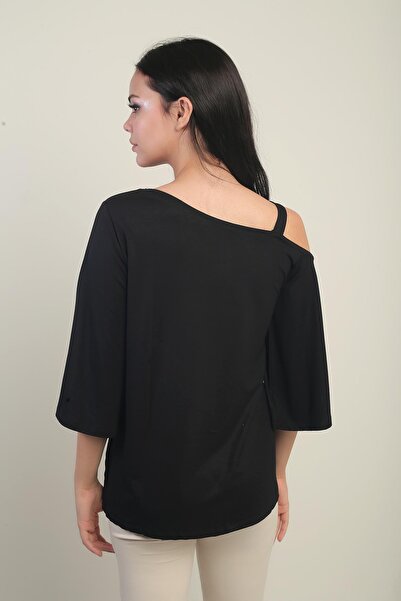 By Saygı Bluză de damă cu un singur umăr cu imprimeu de piatră din lycra