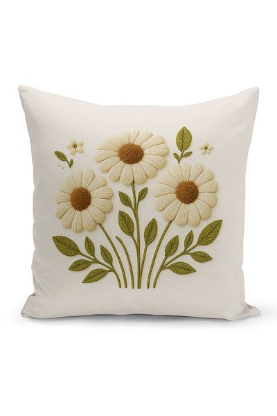 Bertille Home Husă de pernă imprimată digitală pe două părți (aspect de model de broderie Punch/Punch)
