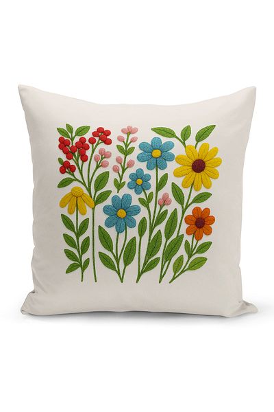 Bertille Home Husă de pernă imprimată digitală pe două părți (aspect de model de broderie Punch/Punch)