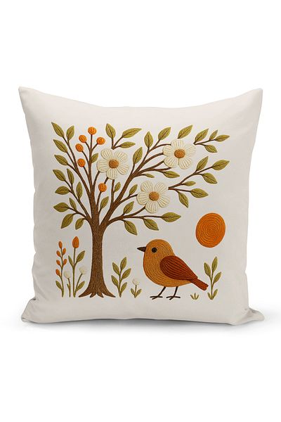 Bertille Home Husă de pernă imprimată digitală pe două părți (aspect de model de broderie Punch/Punch)