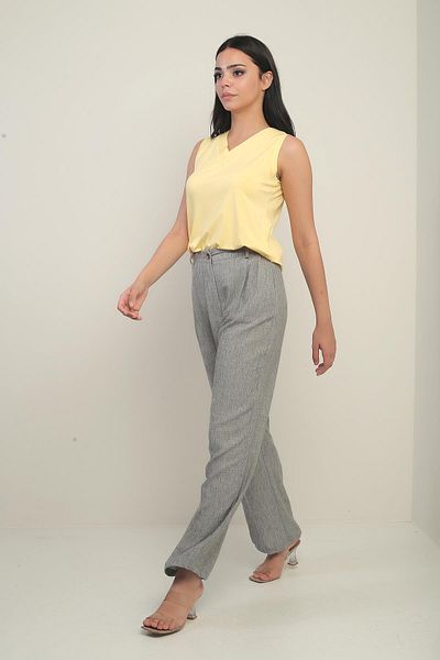 By Saygı Pantaloni palazzo de damă cu talie elastică și buzunare