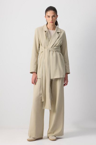 Touché Privé Tie-Up Detail Double-Breasted Jacket and Pants Suit