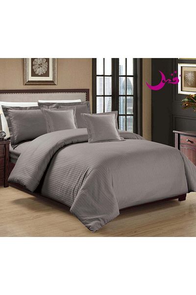 homestyle King Size 6-Piece Bed Set - Gray Striped