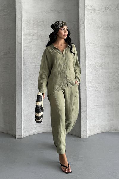 İstangül Butik Coastal Muse Muslin Fabric Oversize Double Set