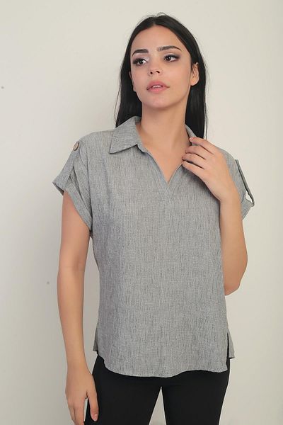 By Saygı Cămașă de damă cu guler polo și epoleți