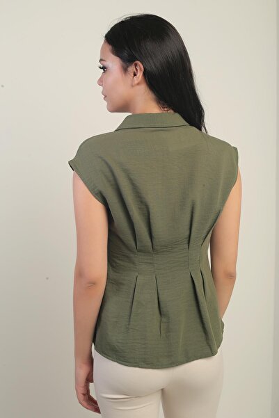 By Saygı Жіноча сорочка без рукавів з плісированою талією