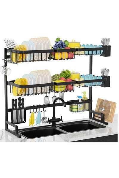Generic 3 Layer Dish Drying Rack Over the Sink - 3 Tier Compact Kitchen Organizer and Storage Space Saver fo