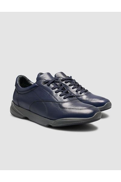 Cabani 100% Genuine Leather Navy Blue Suede Lace-Up Men's Sports Shoes