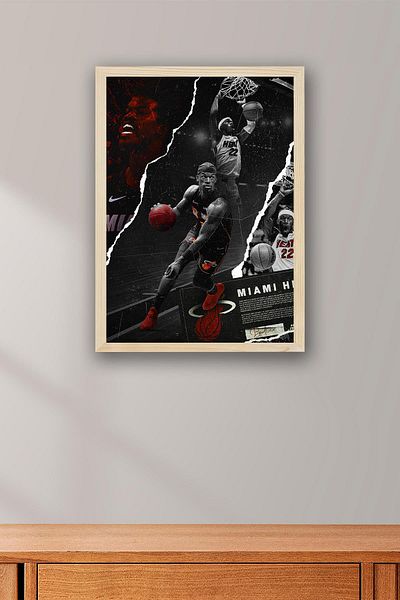 Saturn Jimmy Butler Framed Painting - Miami Heat Nba Poster Painting
