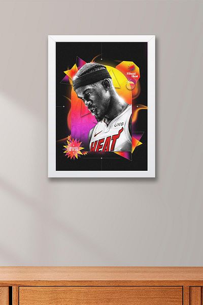 Saturn Jimmy Butler Framed Painting - Miami Heat Nba Poster Painting
