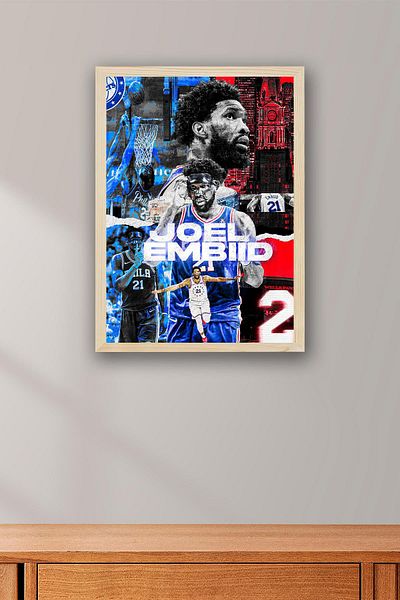 Saturn Joel Embiid Pictură înrămată - Pictură poster NBA de baschet