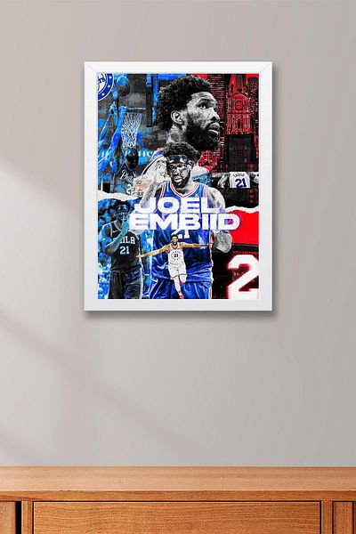 Saturn Joel Embiid Pictură înrămată - Pictură poster NBA de baschet