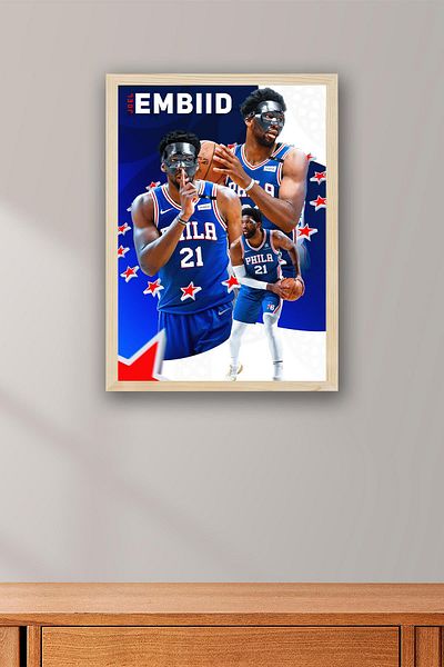 Saturn Joel Embiid Pictură înrămată - Pictură poster NBA de baschet