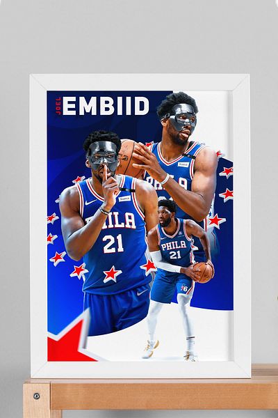 Saturn Joel Embiid Pictură înrămată - Pictură poster NBA de baschet