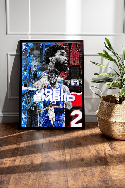 Saturn Joel Embiid Pictură înrămată - Pictură poster NBA de baschet