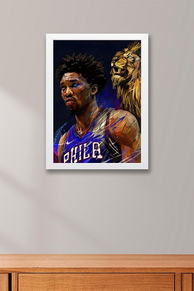 Saturn Joel Embiid Pictură înrămată - Pictură poster NBA de baschet