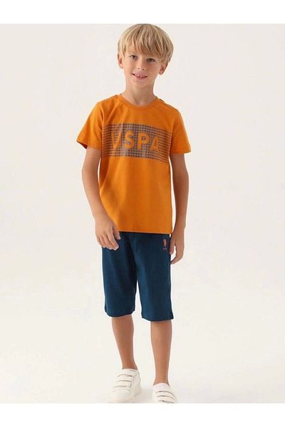 U.S. Polo Assn. Licensed Dotted Orange Boy Capri Suit