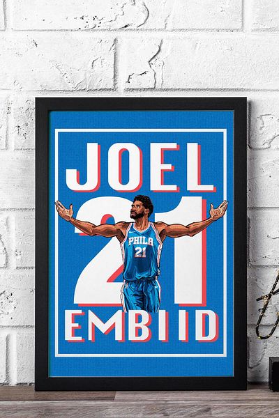 Saturn Joel Embiid Pictură înrămată - Pictură poster NBA de baschet