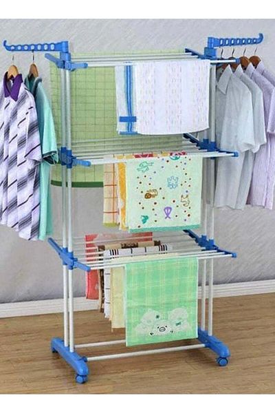 Generic Retractable Drying Rack Clothes Garment Airer 4-tier Stainless Steel, Indoor Outdoor Use with Lockab