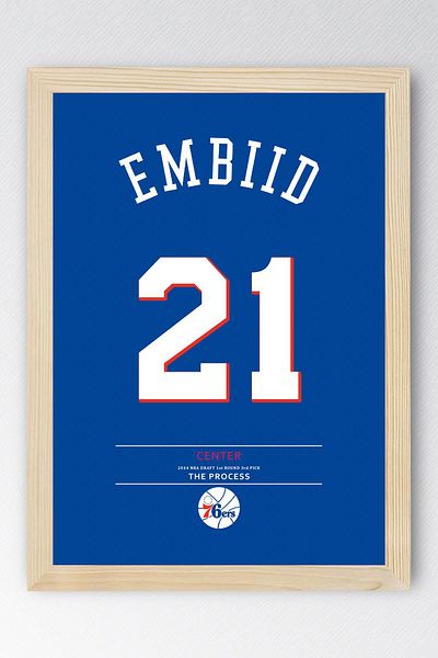 Saturn Επιτραπέζιο πλαίσιο Joel Embiid Jersey - NBA Philadelphia 76ers Jersey
