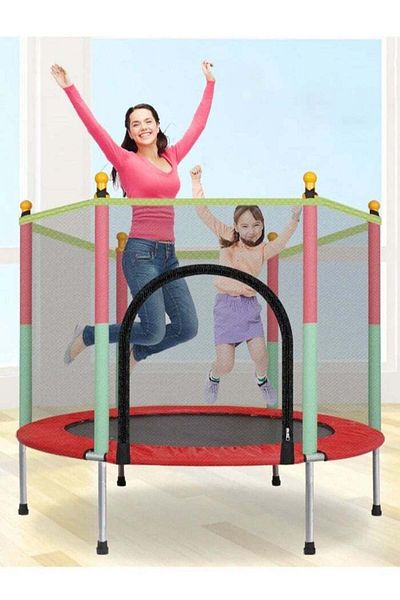 Generic Indoor Round Trampoline Family Toy Small Home Jumping Bed Bounce Bed With Protective Wire Net For Ki