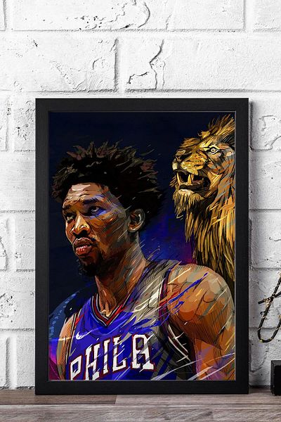 Saturn Joel Embiid Pictură înrămată - Pictură poster NBA de baschet