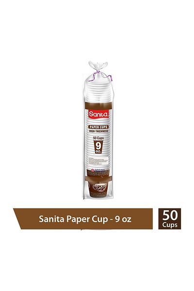 Sanita Paper Cups Size 9oz 50pcs Disposable Eco-Friendly Cups for Hot & Cold Beverages